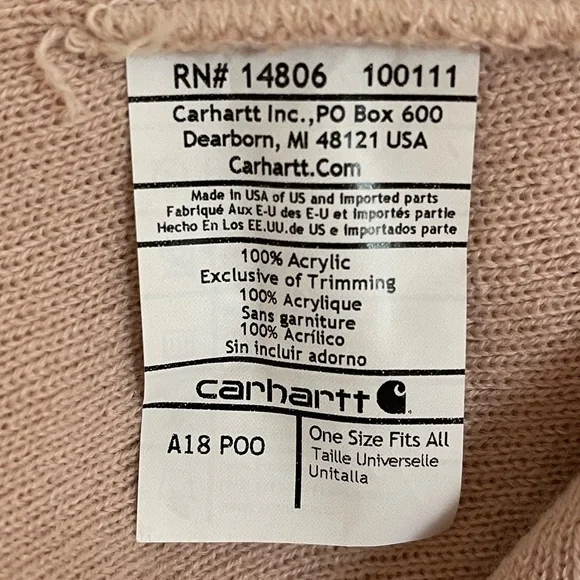 Carhartt light pink logo beanie unisex one size fits all - Picture 4 of 5